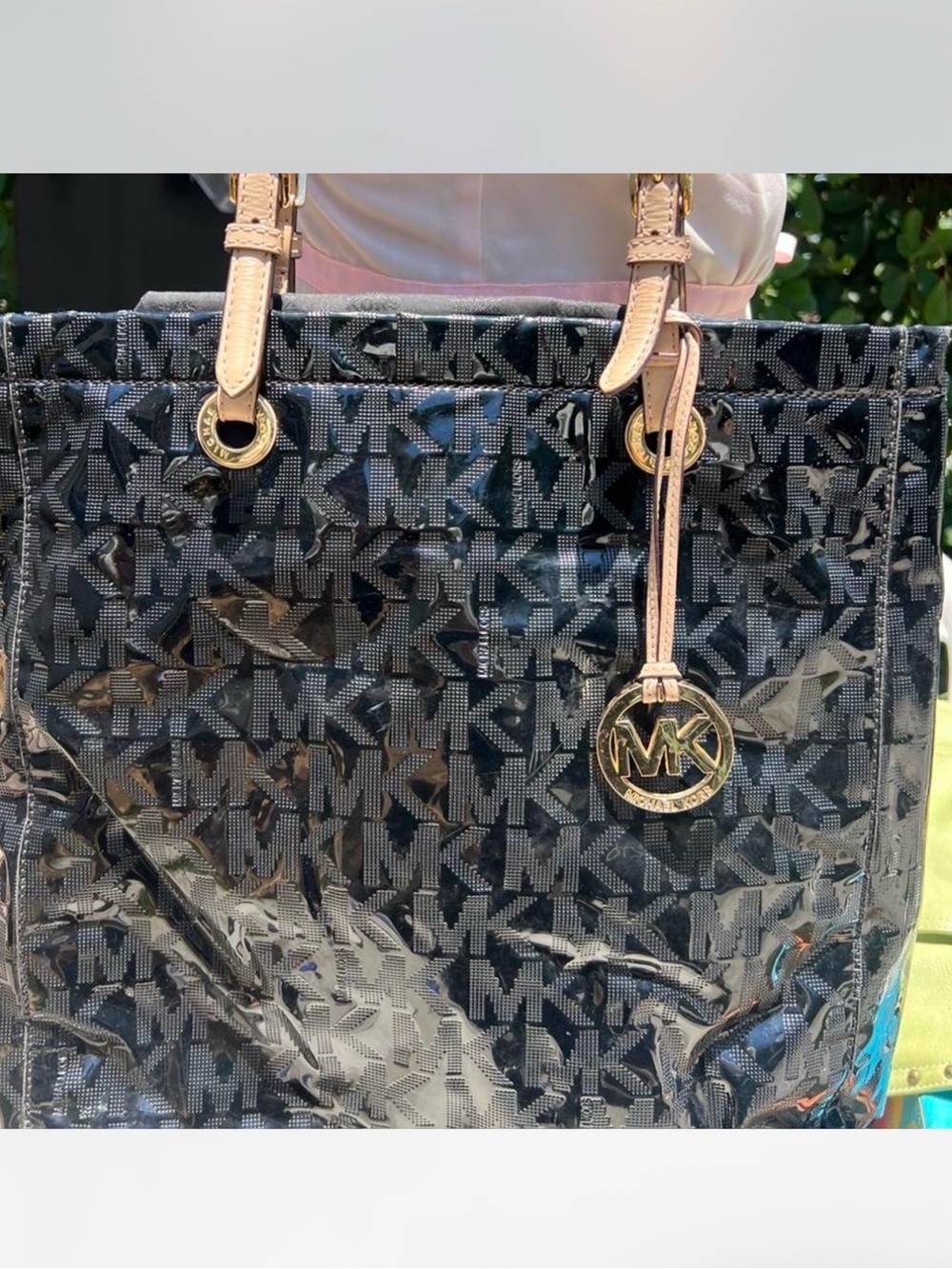 Michael Kors Black Logo Tote with Gold Accent